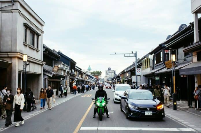 A street scene in a historic japanese town.